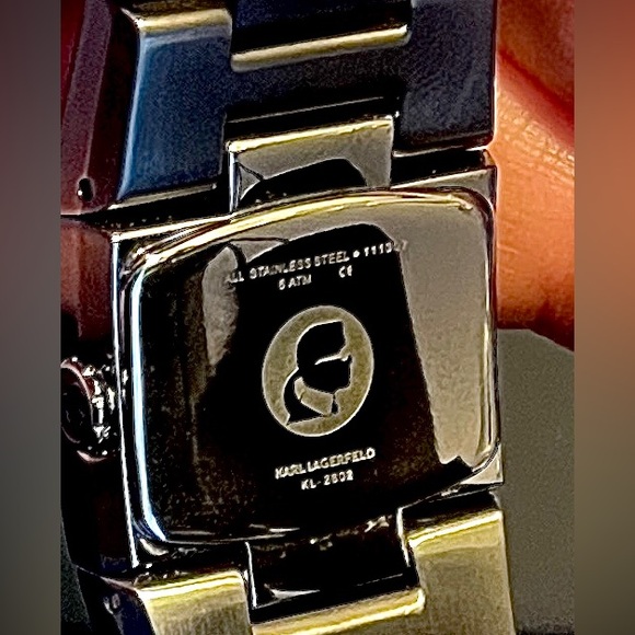 Karl Lagerfeld SS Watch Gunmetal Small 6” or less Pyramid shapes NWT Unisex - Picture 7 of 16